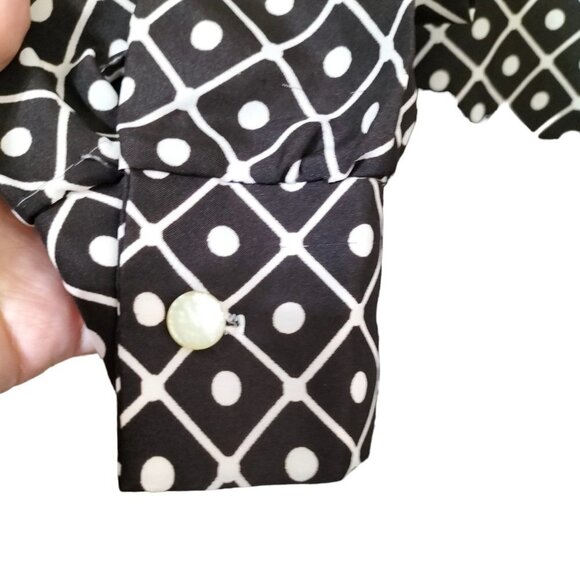 (974) Pykettes Vintage 70's Geometric Print Long Sleeve Button Down Top - Picture 4 of 7